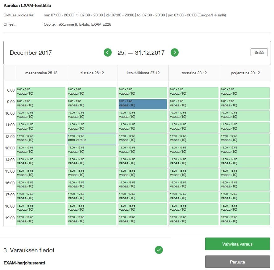 EXAM ajan varaus
