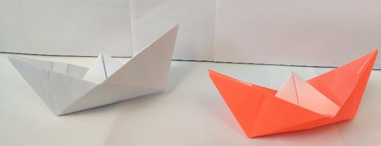 Two boats made with paper